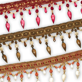 Pear Drop Beaded Rhinestone Tassel Fringe Trim Group