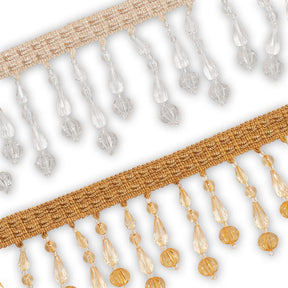 Medium Teardrop Beaded Rhinestone Tassel Fringe Trim Group
