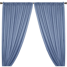 Yorkshire Natural Linen Rod Pocket Curtains Light Blue Image 1