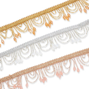 1 Inch Semi Circle Metallic Beaded Fringe Tassel Trim Group Image