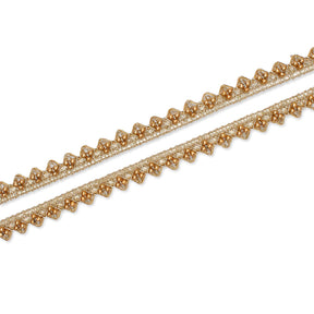 1/2 Inch Metallic Ribbon & Cording On Pearly Beaded Fabric Trim SV581884 Mist Gold / Gold Image A1