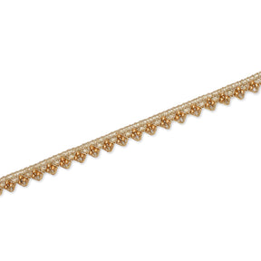 1/2 Inch Metallic Ribbon & Cording On Pearly Beaded Fabric Trim SV581884 Mist Gold / Gold Image A2