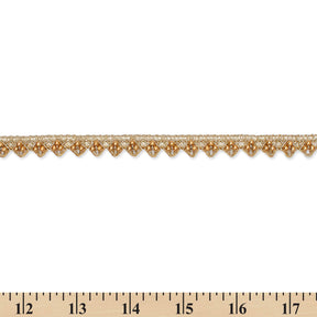 1/2 Inch Metallic Ribbon & Cording On Pearly Beaded Fabric Trim SV581884 Mist Gold / Gold Image A9