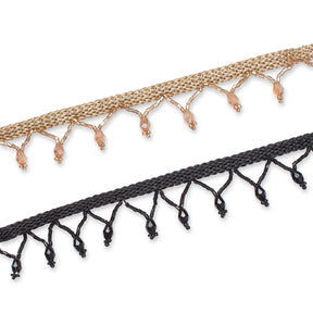 1 Inch Braided Stretch Metallic Beaded Fringe Tassel Fabric Trim Group Image