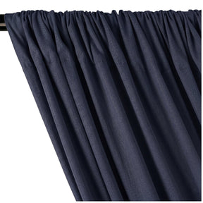 Yorkshire Natural Linen Rod Pocket Curtains Navy Blue Image 2