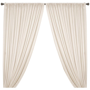 Polyester Interlock Knit Lining Rod Pocket Curtains Off White Image  1