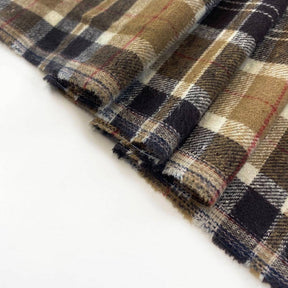 Benjamin Tartan Plaid Yarn Dyed Brushed Cotton Flannel Fabric SV577236 Brown Beige A3