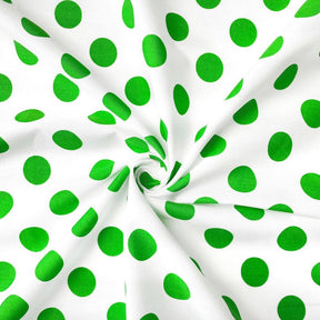 Large Polka Dot Cotton Poplin Fabric 58 60 Inch SV576950 White / Green 2