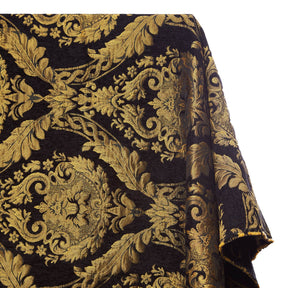 Floral Bloom Two Tone Polyester Rayon Chenille Damask Jacquard Fabric SV581298 Black 1