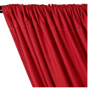 Yorkshire Natural Linen Rod Pocket Curtains Red Image 2