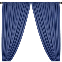 Yorkshire Natural Linen Rod Pocket Curtains Royal Blue Image 1