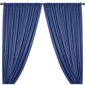 Yorkshire Natural Linen Rod Pocket Curtains Royal Blue Image 1
