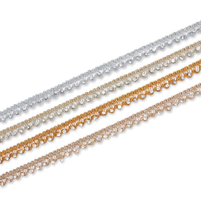 1 2 Inch Glitter Rhinestone Corded Lace Trim Group
