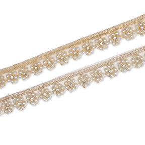 7 8 Inch Floral Beaded Rhinestone Corded Mesh Trim Group