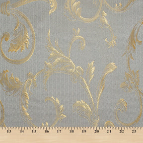 Extra Wide Vine Upholstery Jacquard Fabric SV570992 1 Baby Blue / Gold 5