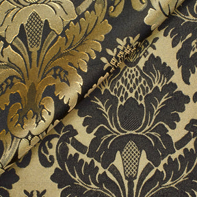 Extra Wide Floral Damask Upholstery Jacquard Fabric SV570994 1 Black / Gold 4