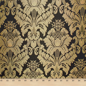 Extra Wide Floral Damask Upholstery Jacquard Fabric SV570994 1 Black / Gold 5