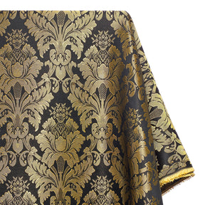 Extra Wide Floral Damask Upholstery Jacquard Fabric SV570994 1 Black / Gold 1