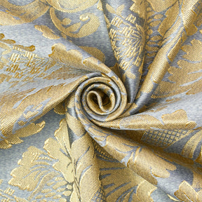 Extra Wide Floral Damask Upholstery Jacquard Fabric SV570990 1 Baby Blue / Gold 2