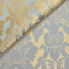 Extra Wide Floral Damask Upholstery Jacquard Fabric SV570990 1 Baby Blue / Gold 4