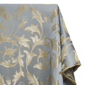 Extra Wide Bloom Upholstery Jacquard Fabric SV570991 1 Baby Blue / Gold 1