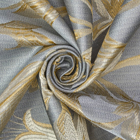 Extra Wide Bloom Upholstery Jacquard Fabric SV570991 1 Baby Blue / Gold 2