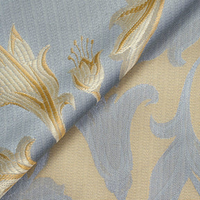 Extra Wide Bloom Upholstery Jacquard Fabric SV570991 1 Baby Blue / Gold 4