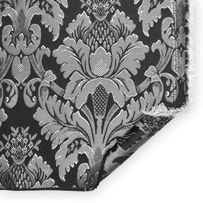 Extra Wide Floral Damask Upholstery Jacquard Fabric SV571020 1 Black / Silver 3