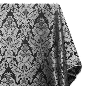Extra Wide Floral Damask Upholstery Jacquard Fabric SV571020 1 Black / Silver 1