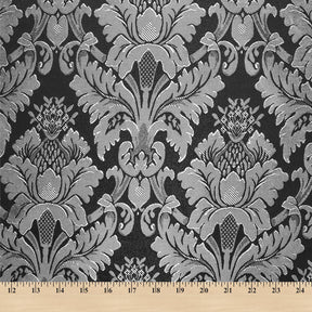 Extra Wide Floral Damask Upholstery Jacquard Fabric SV571020 1 Black / Silver 5