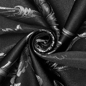 Extra Wide Vine Upholstery Jacquard Fabric SV571022 1 Black / Silver 2
