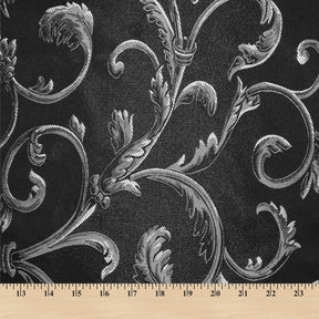 Extra Wide Vine Upholstery Jacquard Fabric SV571022 1 Black / Silver 5