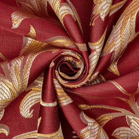 Extra Wide Bloom Upholstery Jacquard Fabric SV571025 1 Burgundy / Gold 2