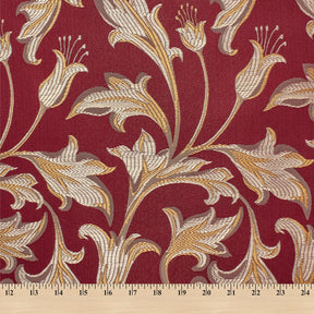 Extra Wide Bloom Upholstery Jacquard Fabric SV571025 1 Burgundy / Gold 5