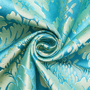 Extra Wide Floral Damask Upholstery Jacquard Fabric SV571035 Turquoise / Gold 2