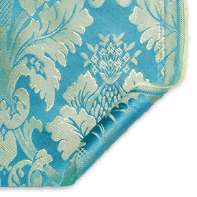 Extra Wide Floral Damask Upholstery Jacquard Fabric SV571035 Turquoise / Gold 3