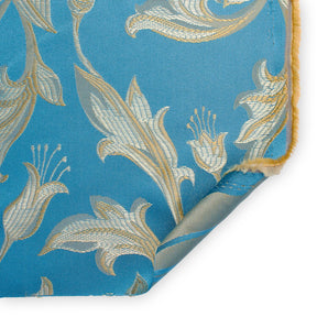 Extra Wide Bloom Upholstery Jacquard Fabric SV571036 1 Turquoise / Gold 3