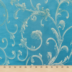 Extra Wide Vine Upholstery Jacquard Fabric SV571037 Turquoise / Gold 4
