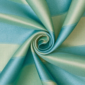 Extra Wide Striped Upholstery Jacquard Fabric SV571038 Turquoise / Gold A2