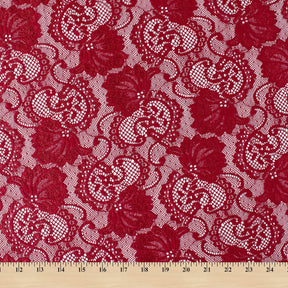 Victoria Stretch Lace Fabric SV573889 Burgundy A9