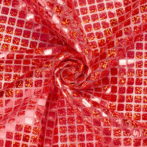 Hologram Square Sequins Fabric SV573901 Red 1