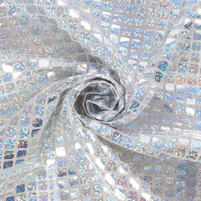 Hologram Square Sequins Fabric SV573902 Silver 1