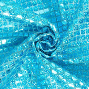 Hologram Square Sequins Fabric SV573903 Turquoise 1