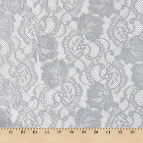 Victoria Stretch Lace Fabric SV575312 Silver A9