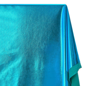 Metallic Stretch Foil Lame On Interlock Knit Fabric SV577300 Turquoise 2