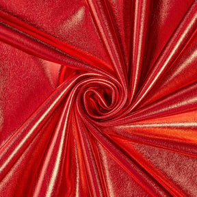 Metallic Stretch Foil Lame On Interlock Knit Fabric SV577309 Red 1