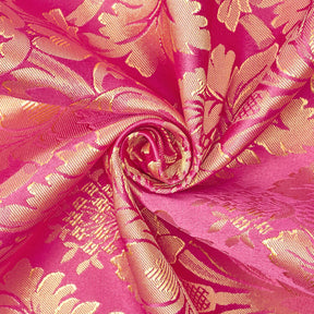 Extra Wide Floral Damask Upholstery Jacquard Fabric SV577417 1 Fuchsia / Gold 2