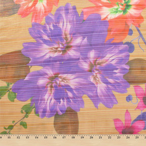 Zari Metallic Chiffon Jacquard Hibiscus Print Fabric SV578428 Gold 3