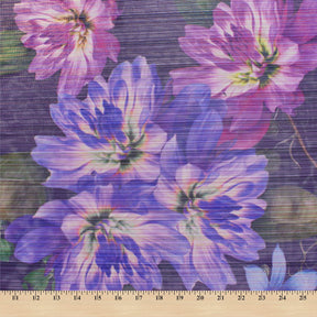 Zari Metallic Chiffon Jacquard Hibiscus Print Fabric SV578429 Violet 3