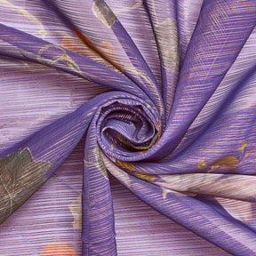 Zari Metallic Chiffon Jacquard Hibiscus Print Fabric SV578430 Royal Blue 2